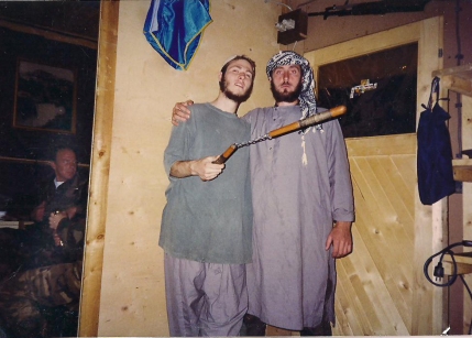 Bukovica, BiH, in 1995 in the barracks of the 737 Muslimanska Brigada, Sedmi Korpus, Armje BiH, during the war. Ismail Royer on the left, a Bosnian soldier on the right.